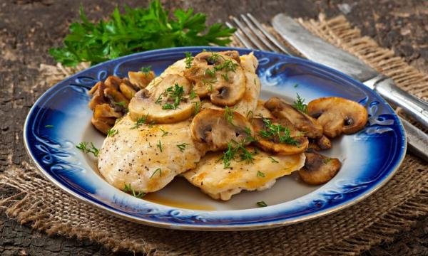 Рецепт приготування філе курки з грибами